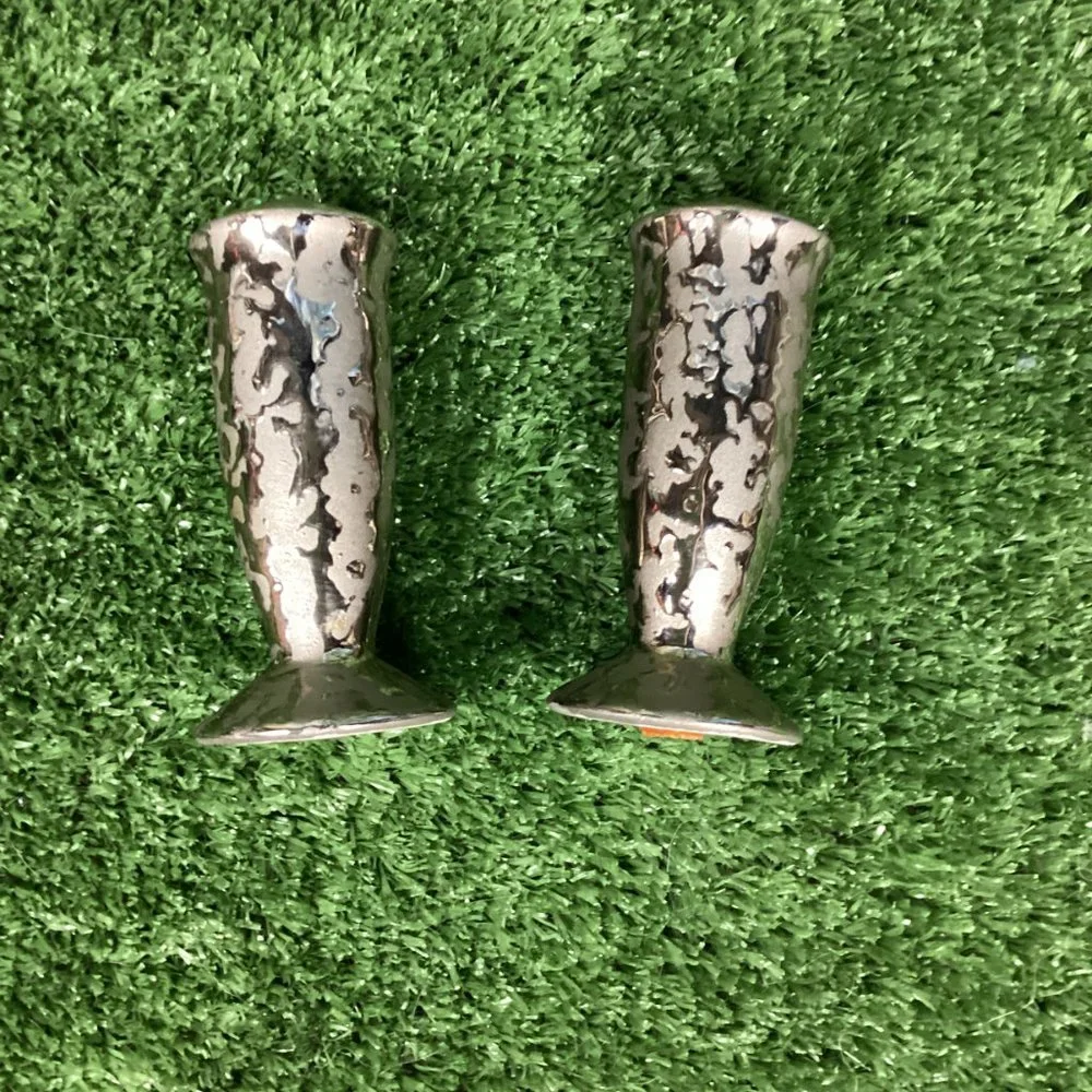 Vintage Salt Pepper Shakers Silver Two Tone Ceramic